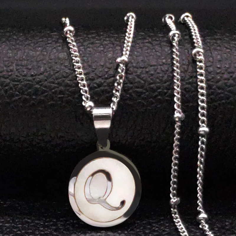 Женское Ожерелье из нержавеющей стали серебристое колье с буквой Q Shell