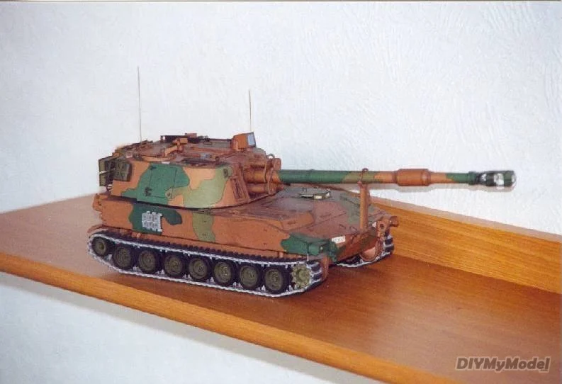 DIYMyModeI-KIT de modelismo de papel autopropulsado para manualidades, rompecabezas de juguete hechos a mano, accesorios de pel&iacute;cula, RU (origine), Us m109a2-4