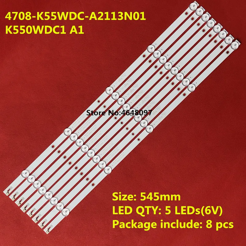 

New 40 PCS/lot 5LED or 6LED LED backlight strip for 55PUF6092 K550WDC1 A2 4708-K550WD-A2113N01 471R1P79 4708-K55WDC-A1113N01