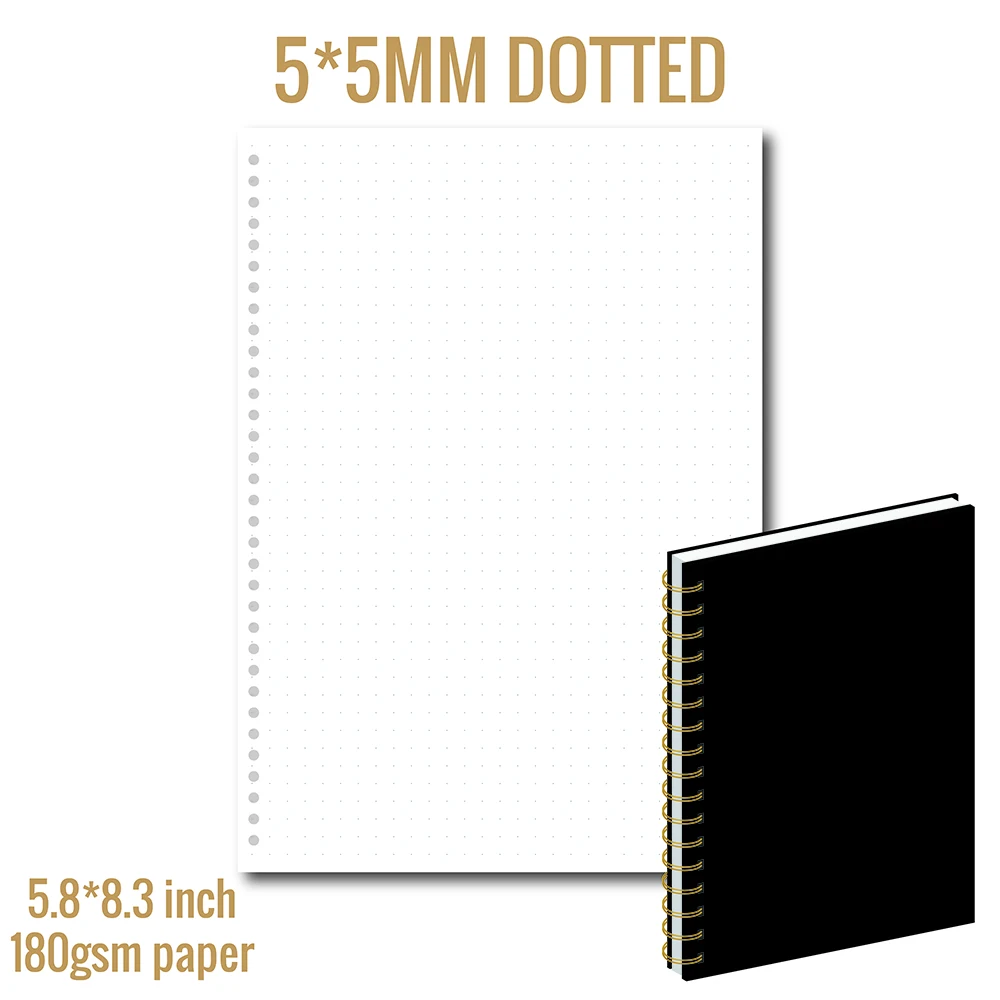 180GSM Bujo Super-spessa di Carta Griglia di Punti di Notebook Punteggiato Ufficiale Disegno Sketchbook, 5.8X8.3 POLLICI, Anelli D'oro
