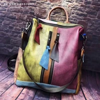 genuine leather women backpack casual high quality female natural leather knapsack female vintage big capacity retro packsack