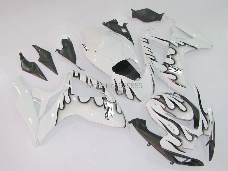 

Black Flame In White Full Fairing For SUZUKI GSXR600 750 GSXR600 GSXR750 GSX-R600 750 K6 06 07 2006 2007 Body Kit