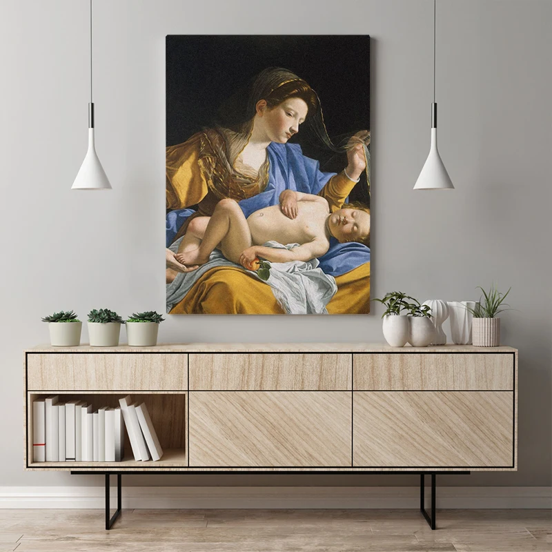 Постер на холсте Дева со спящим Христом для детей настенный художественный декор