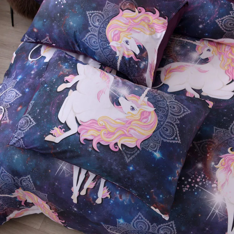

NEW Duvet Cover Set Includes Duvet Cover With Pillowcases Without Filler Without Sheet Polyester Beddings Starry Sky Unicorn