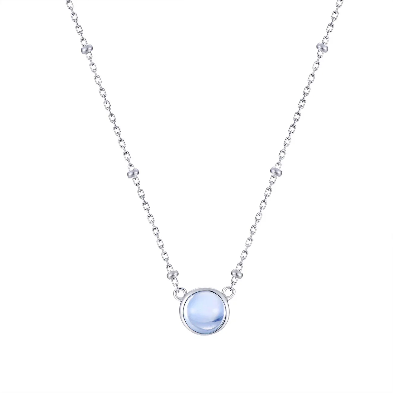 

YBB62 Natural Moonstone lady necklace pendant S925 silver fashion simple wind silver necklace