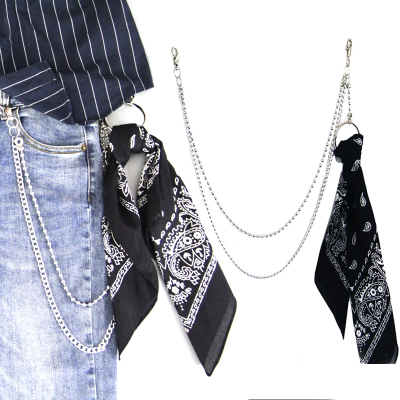 Брюки в стиле панк-рок бандана с кулоном виде большого кольца хипстерские брюки