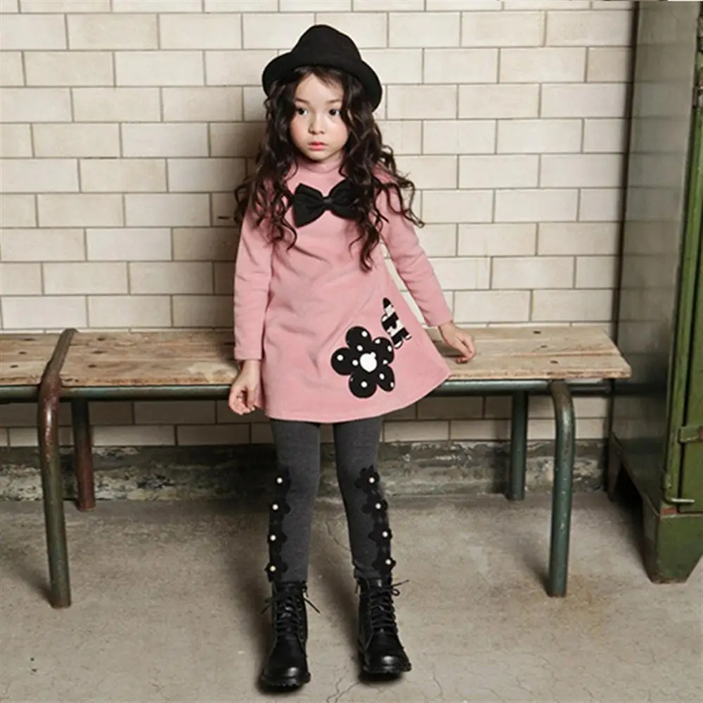 Зимнее платье с высоким воротником для маленьких девочек модная детская одежда