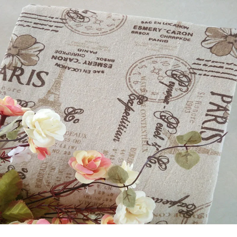 Ткань из хлопка и льна с принтом Париж в стиле ретро | Дом сад