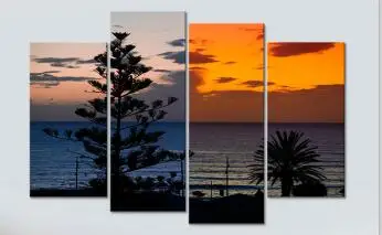 

Abstract Art Wall Posters Morning and Evening Scenery Home Decoration Frameless Canvas Painting Printed Modular 4 Pieces Set