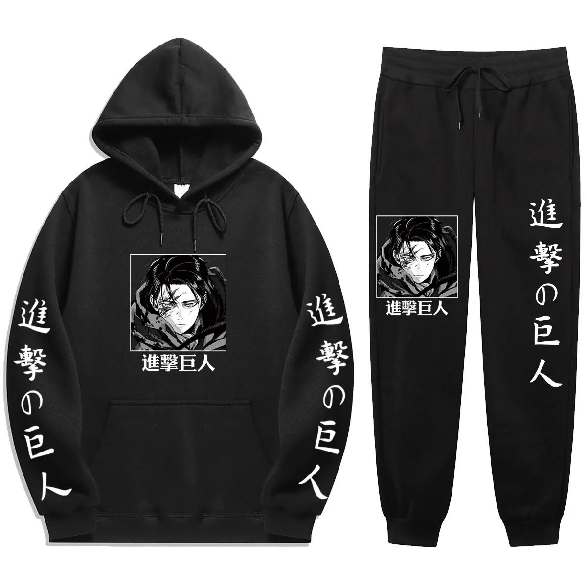 

Japanese cartoon Attack on Titan Men's Sets street fashion Hoodies+Pants Sweatshirt Sweatpants Men Set Hoodie Pant Pullover