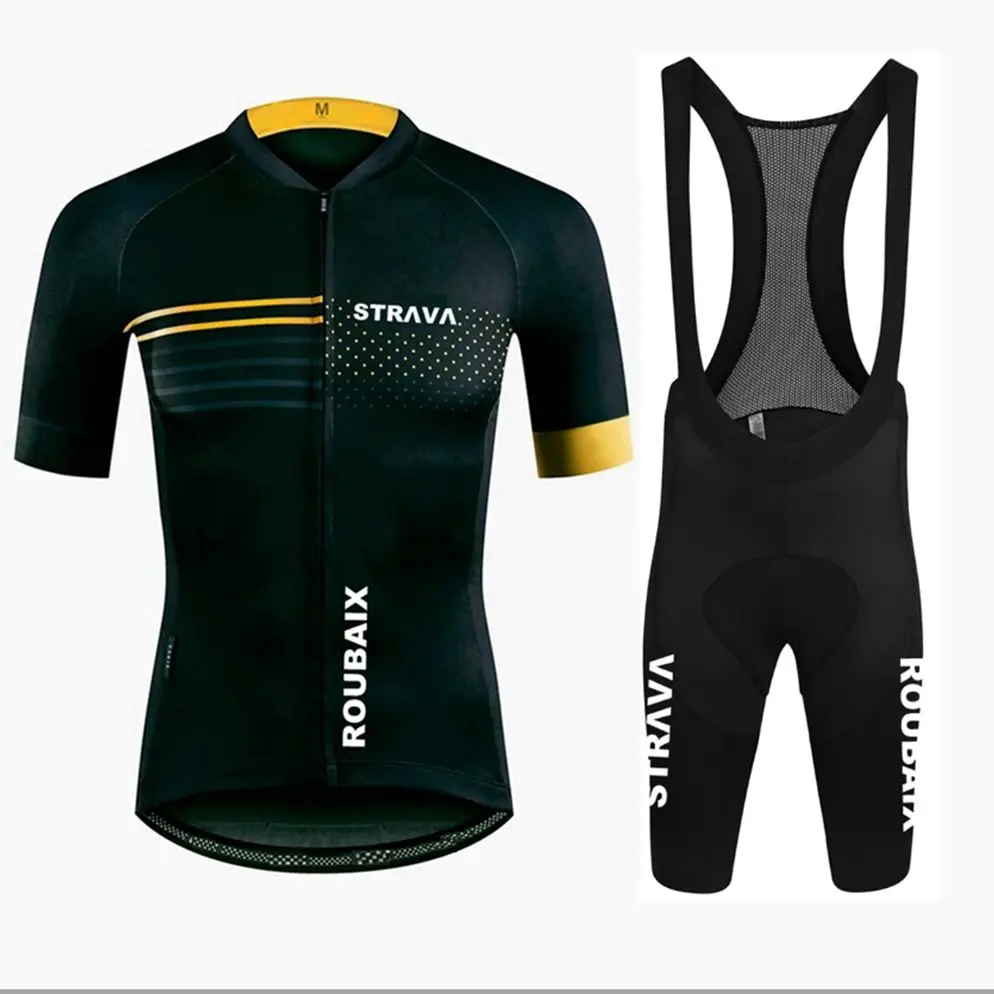 

STRAVA ROUBAIX Cycling Jersey Set classic MTB Cycling Bib Shorts Kit Reflective Custom Bike Clothes Bicycle Clothing Maillot