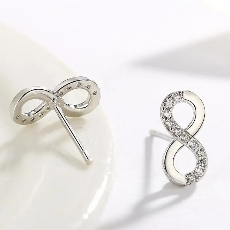 

Серьги-гвоздики 8 форм с золотым и серебряным покрытием, женские серьги, ювелирные изделия, серьги с хрустальным цирконием, серьги с цифрами ...