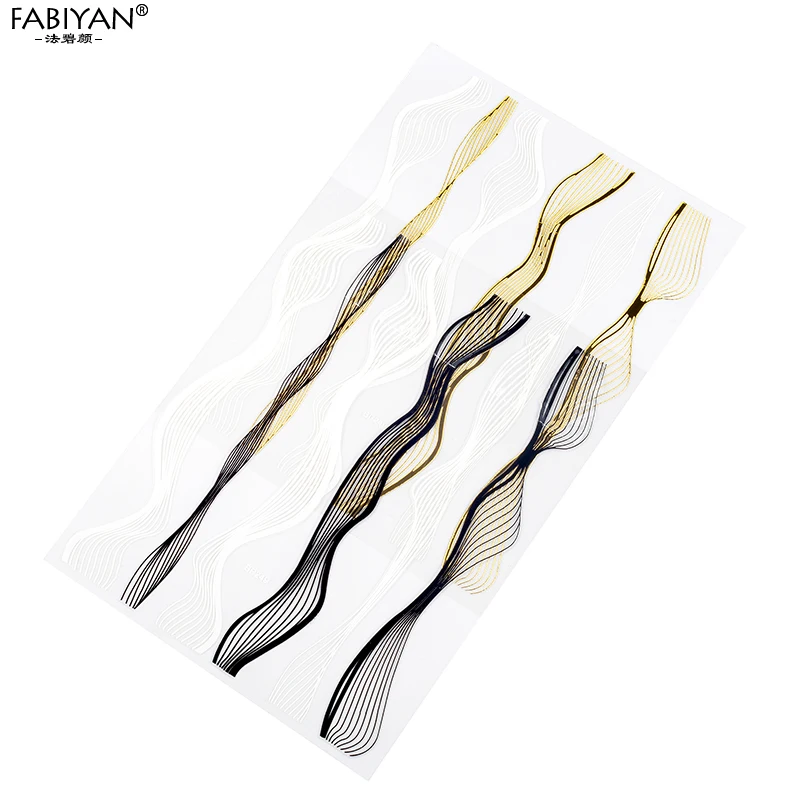 3D наклейки для дизайна ногтей декоративные металлические полосатые линейные