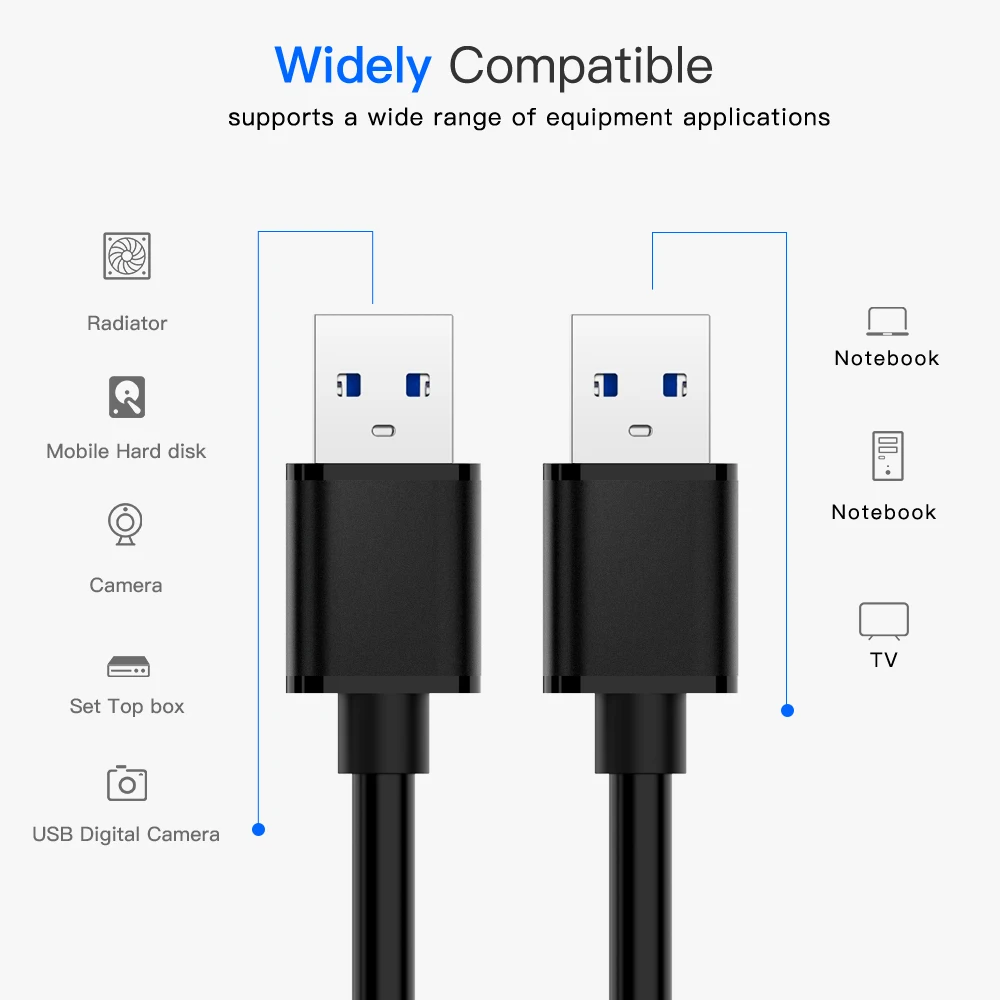 

USB 3.0 Type A Male to Type A Male Cable Cord 0.6m/ 2FT 1.5m/ 5ft Data Wire Hard Drive Enclosures Laptop Pc Cord