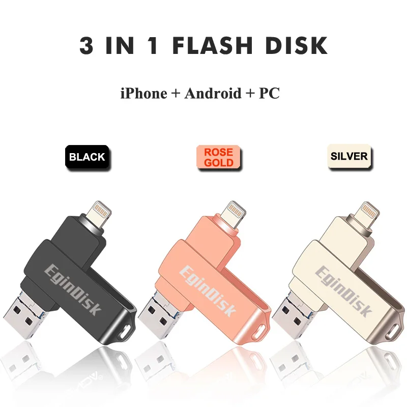Otg Usb флеш-накопитель для телефонов iPhone / iPad/Android 3 в 1 совместимый с Lightning Micro USB 0 |