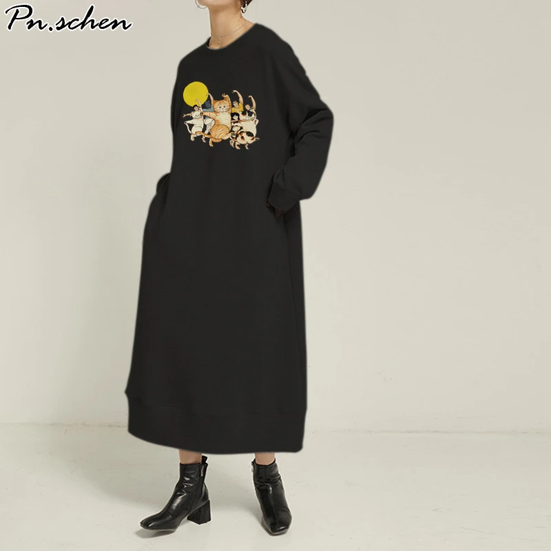 

Cat Hoodie For Women Oversized Maxi Sweatshirt Women Plus Size For Women Xxl 3xl 4xl 5xl 6xl 7xl Long Sleeve Tops With Pockets