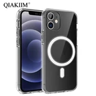 Магнитный чехол для iPhone 12 Mini, 11 Pro Max, XS, XR, X, Magsafe, прозрачный, тонкий