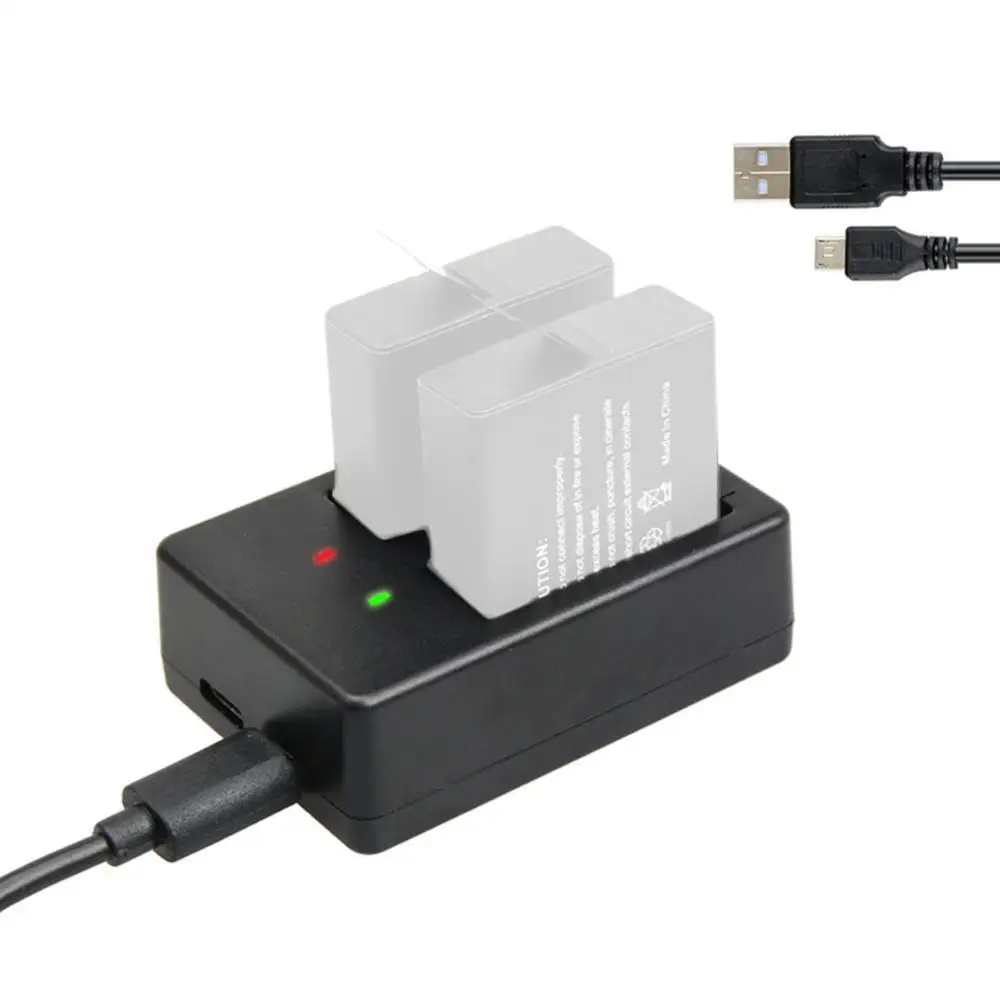 

Black Battery Charger Dual Port with LCD Display Charging Cable For Go Pro 9 Gopro9 Hero9 accessories