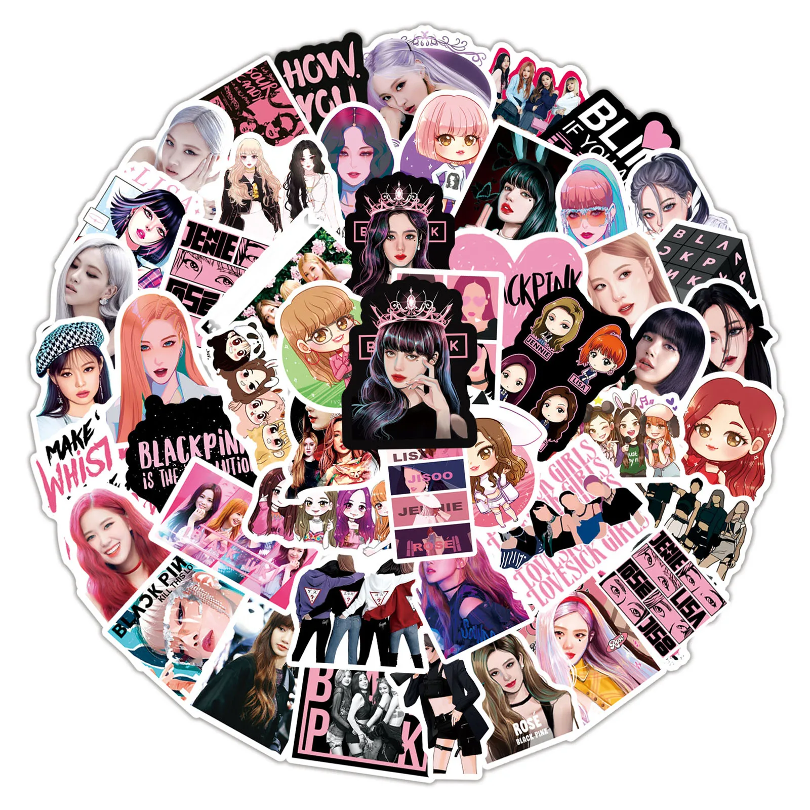 10/30/50 шт. корейские наклейки в стиле K-POP черные и Розовые сделай сам для ноутбука
