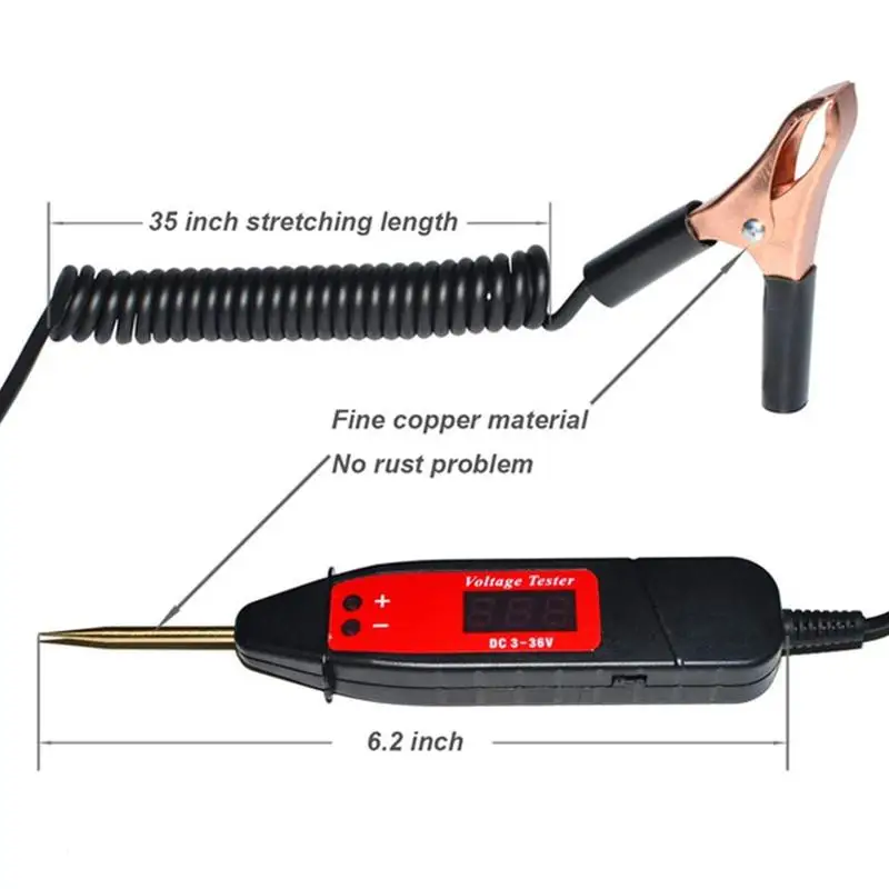 

Easy Operation Car Voltage Tester Digital Electric Detector Tester Accessory Probe Pen Non-contact Power Test Voltage Led L H3D4