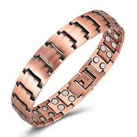 2021 new copper bracelet for men magnetic therapy relieve arthritis 3500 gauss strong magnet 9 link adjustab jewerly fashion