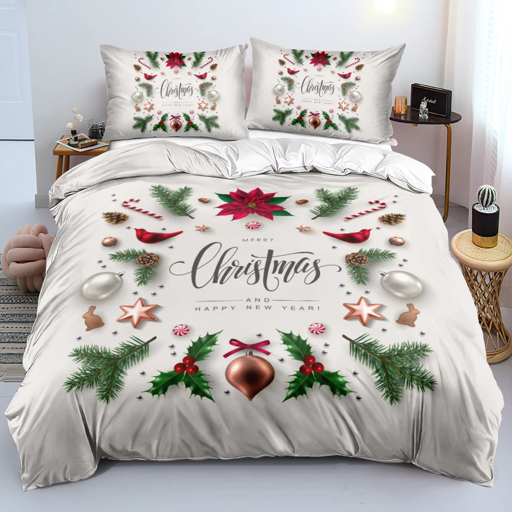 

3D Luxury Christmas Tree Bedding Sets Red Snow Comforter Duvet Cover Pillowcases Twin Full Queen King Bedlinens Christmas Series