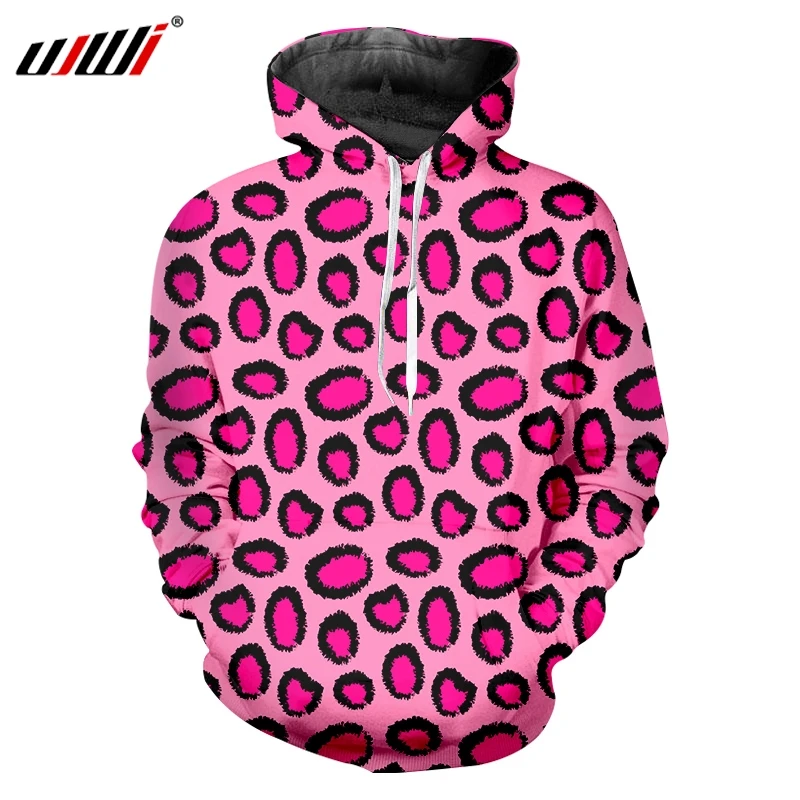 

UJWI Hoodies Men's New Hooded Animal 3D Print Pullover Pink Leopard Hip Hop Oversized Clothes Men's Autumn Long Sleeve Hoodies