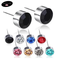 medical stainless steel zircon ear studs colorful crystal ear cartilage perforation women and men body jewelry are not allergic