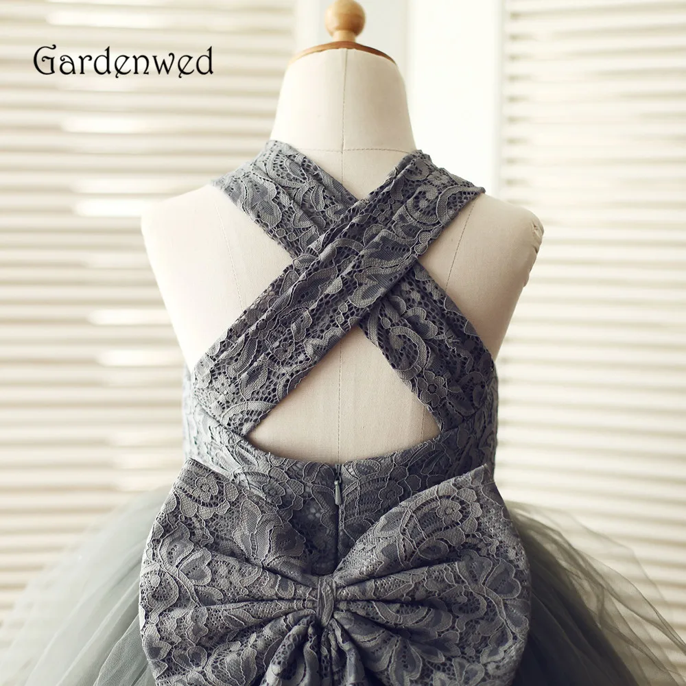 Серое бальное платье цветочное для девочек кружевной лиф 2020 маленьких детей на