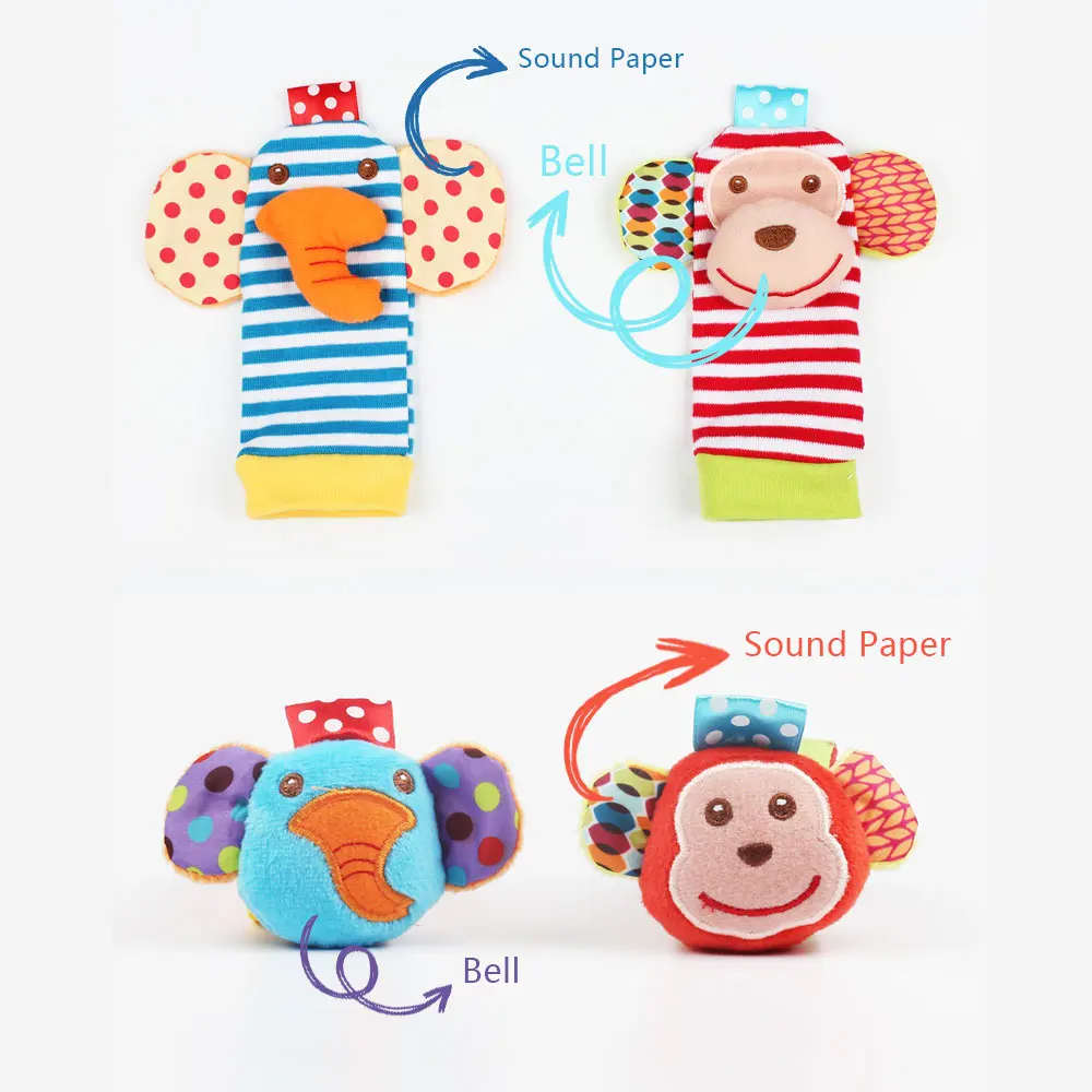 Мультяшные детские игрушки наручный ремешок носки плюшевые погремушки с