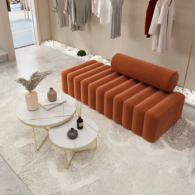 

Customizable Colors Nordic Fabric Backrest Stool Living Room Furniture Shoe Changing Stool Minimalist Modern Bench Bedroom Stool