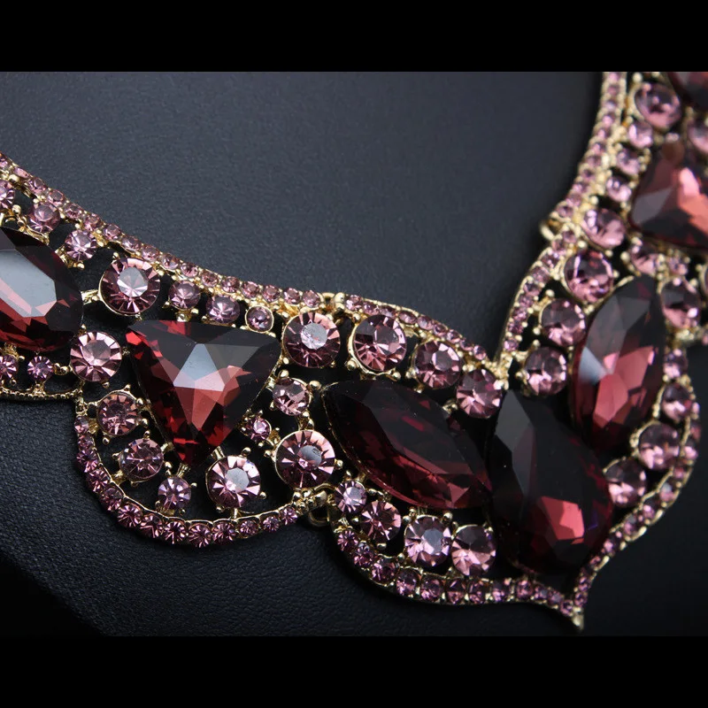 Demure роскошные наборы свадебных ювелирных изделий полная фиолетовая форма капли