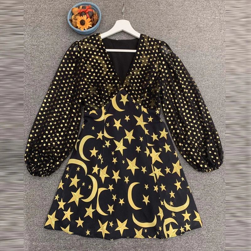 

2021 SPRING V NECK PUFF-SLEEVE PRINT MIDI DRESS 2 COLOR