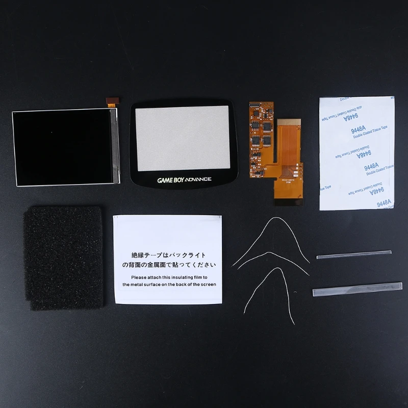 

LCD Screen Backlight Kit for GBA Backlit Screen Set Includes Ribbon Cable & Screen Lens Panel & Accessories T84C