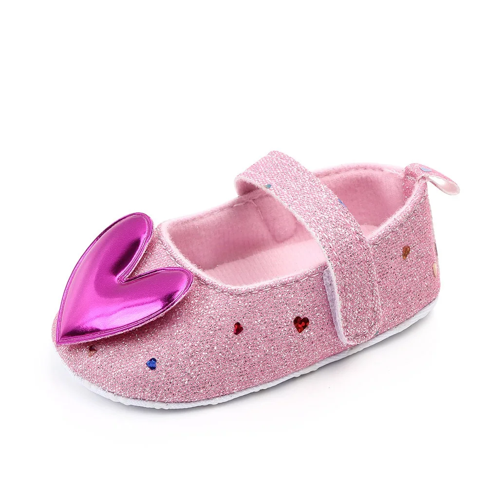 

Kruleepo Baby Kids Love Heart Bowknot First Walkers Leisure Shoes Children Girl Boy Soft Cotton Soled Casual Antislip Shoes