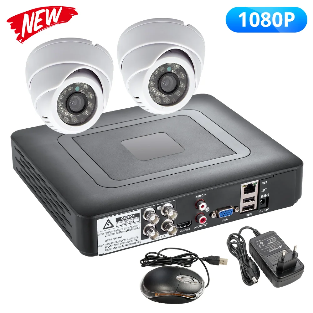 2 cameras kit FUERS 2MP 4CH AHD DVR CCTV камера видеонаблюдения Система безопасности для помещений 3000TVL купольная камера видео ночного видения P2P 24 шт. светодиодный 1080P - Цвет: 2 cameras kit