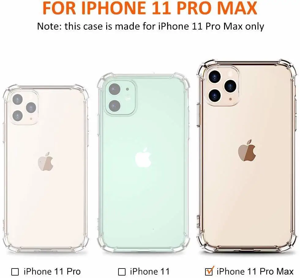 1000 шт прозрачный защитный сверхпрочный ТПУ бампер чехол для iPhone 12 11 Pro Max X XS XR 8 7 Plus