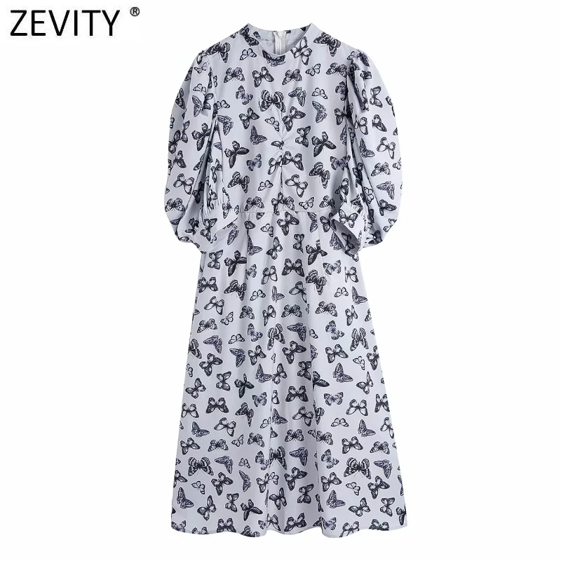 

Женское офисное платье Zevity, повседневное, ТРАПЕЦИЕВИДНОЕ, с пышным рукавом, с принтом бабочек, DS8224