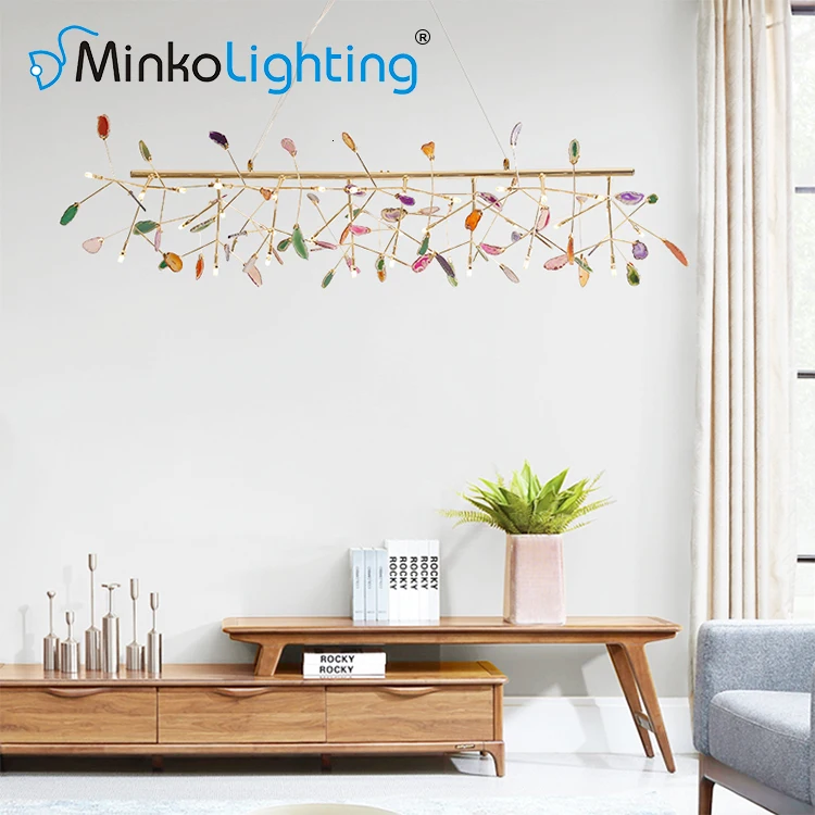 Custom Agate Led Pendant Lighting Lamp Fixture Iron Metal Modern Light Scandinavian lamparas de techo colgante | Освещение