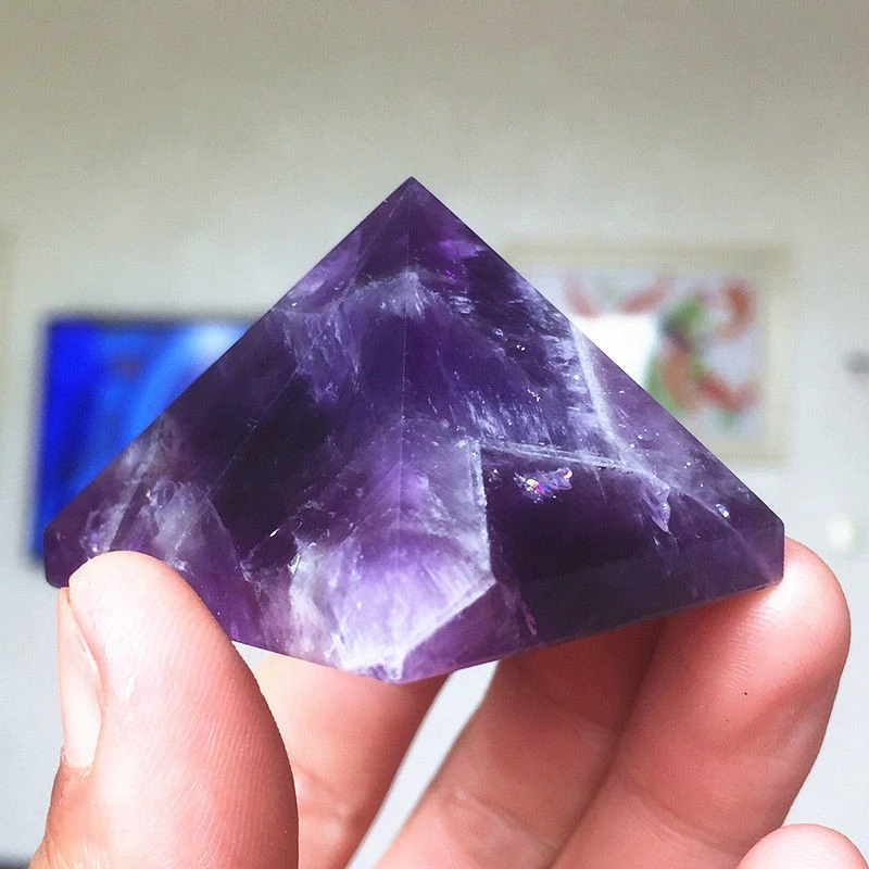 

Natural Dream Amethyst Pyramid Natural Quartz Crystal Obelisk Point Healing Rocks Fossils Home Decor