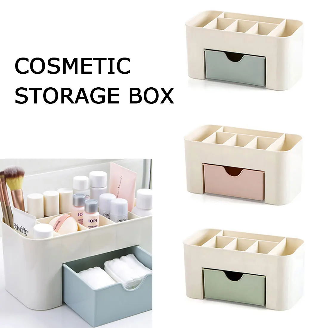 

Plastic Makeup Organizer MakeUp Brush Storage Box with Drawer Cotton Swab Stick Storage Case Escritori Organizador De Maquillaje