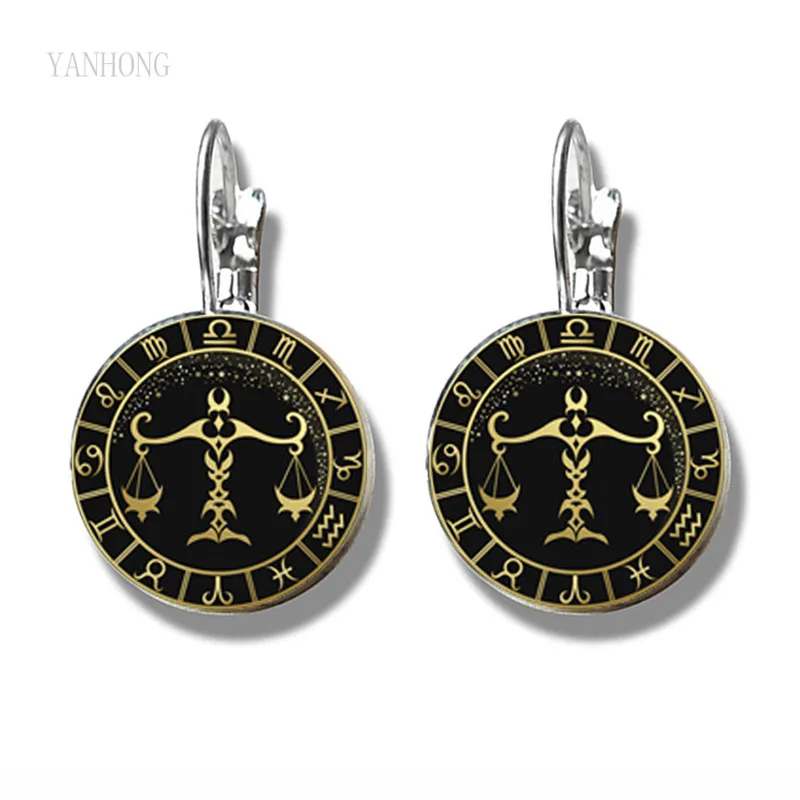 

Fashion Jewelry Earring Pendant 18 constellation Taurus Gemini Leo letter glass dome children's birthday gift