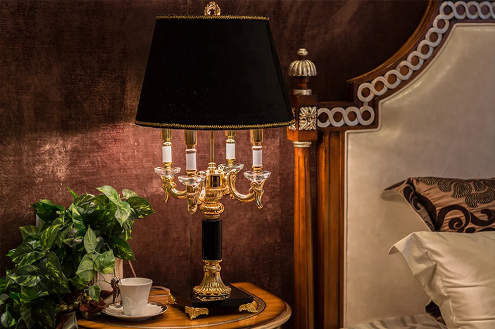European style living room table lamp black white bedside lights height 78cm