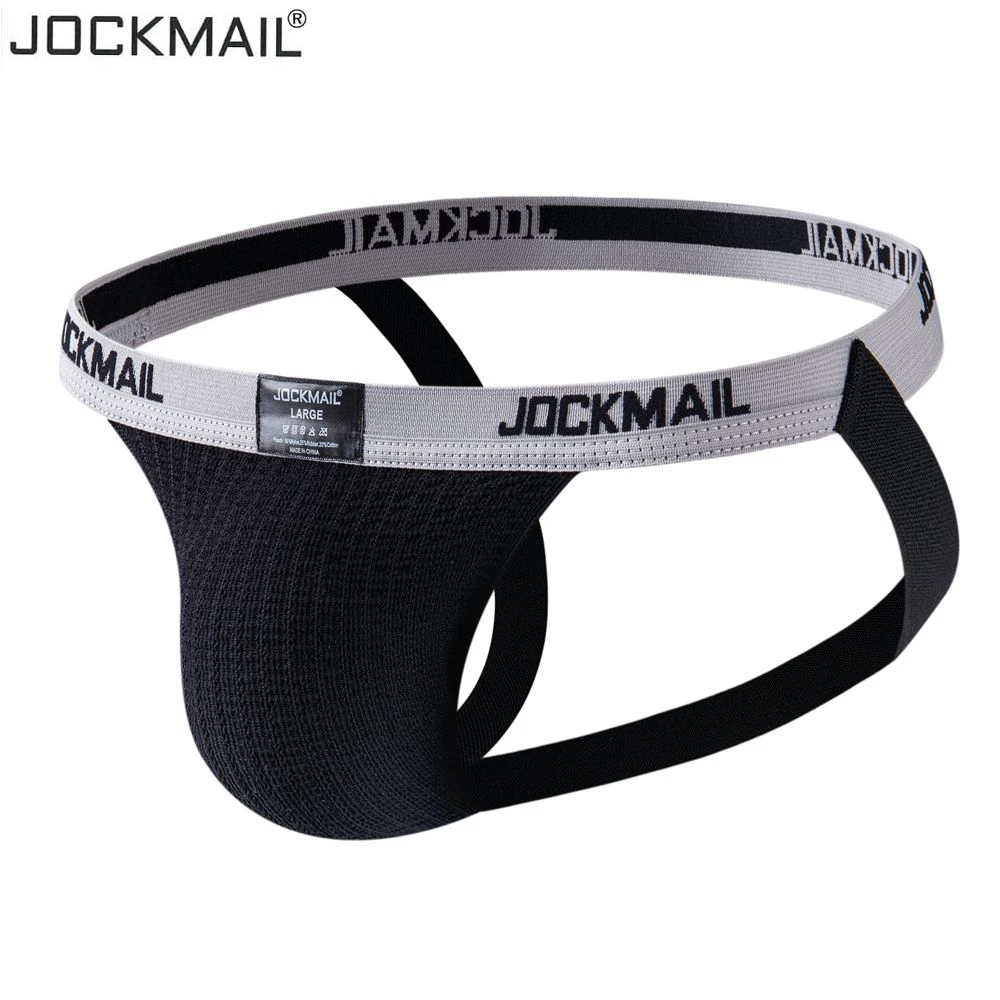 JOCKMAIL Men's Jockstrap Athletic Supporter Underwear Gym Workout Strap Brief W/ Stretch Pouch Sexy Gay Underwear Mens Thongs