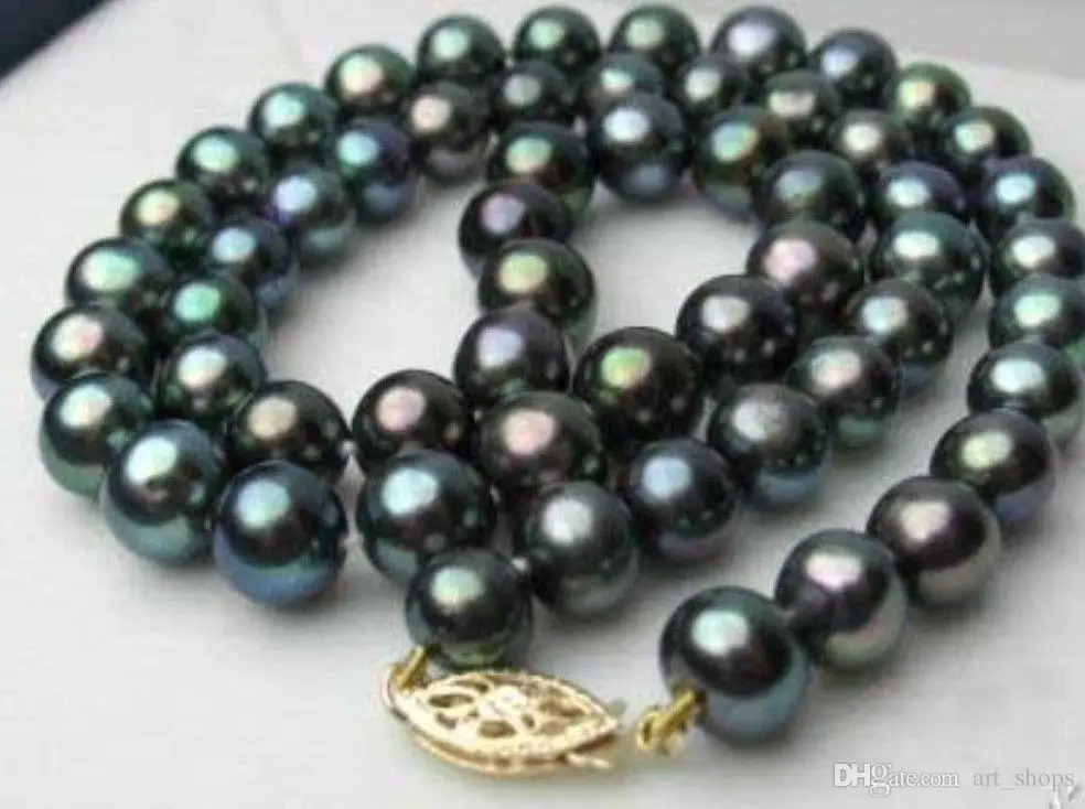 

genuine 8-9mm Black Freshwater Pearl Necklace 18"