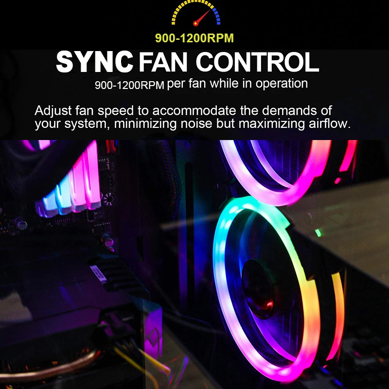 Вентилятор корпуса ПК 120мм RGB ARGB с двойным адресом для материнской платы AURA SYNC, охлаждение SATA для игрового шкафа.