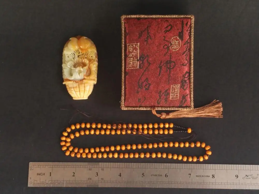 

YIZHU CULTUER ART 100%Natural China Jade Hand-carved Exquisite Pendant Necklace Basket Flower Amulet Gift