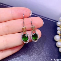 exquisite jewelry 925 sterling silver inset with natural gemstone womens luxury classic diopside earrings eardrop support detec