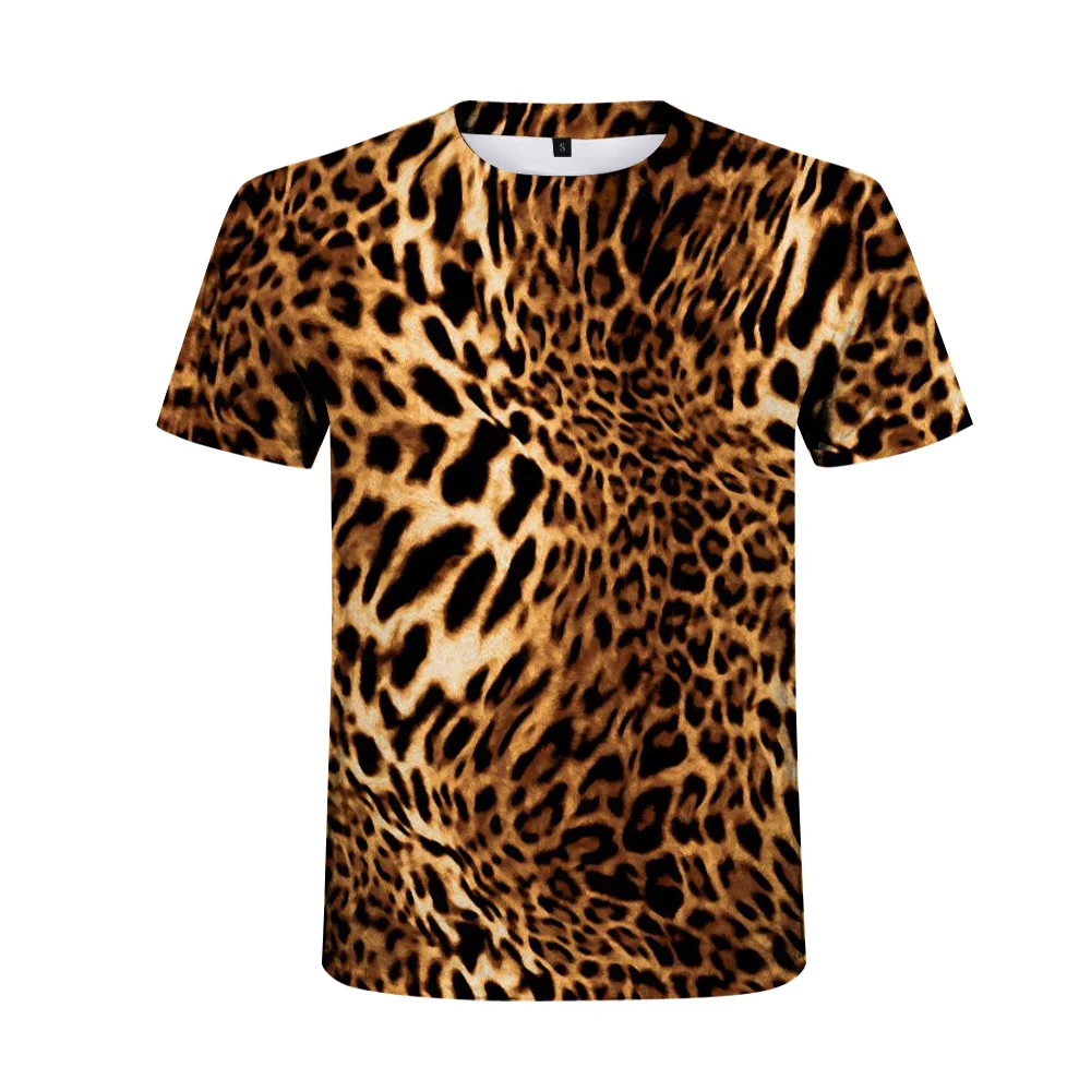 

Leopard Print T-shirt Men's Short-sleeved Hip-hop Shirt Fashionable Harajuku Streetwear New Summer Fashion Youth Alternative Top
