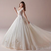 luxury wedding dresses o neck sleeveless lace applique gowns sexy backless court train robe de mari%c3%a9e tailor made